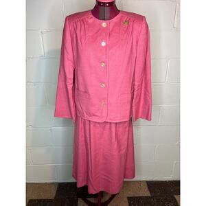 Suit pink wrap skirt boxy blazer